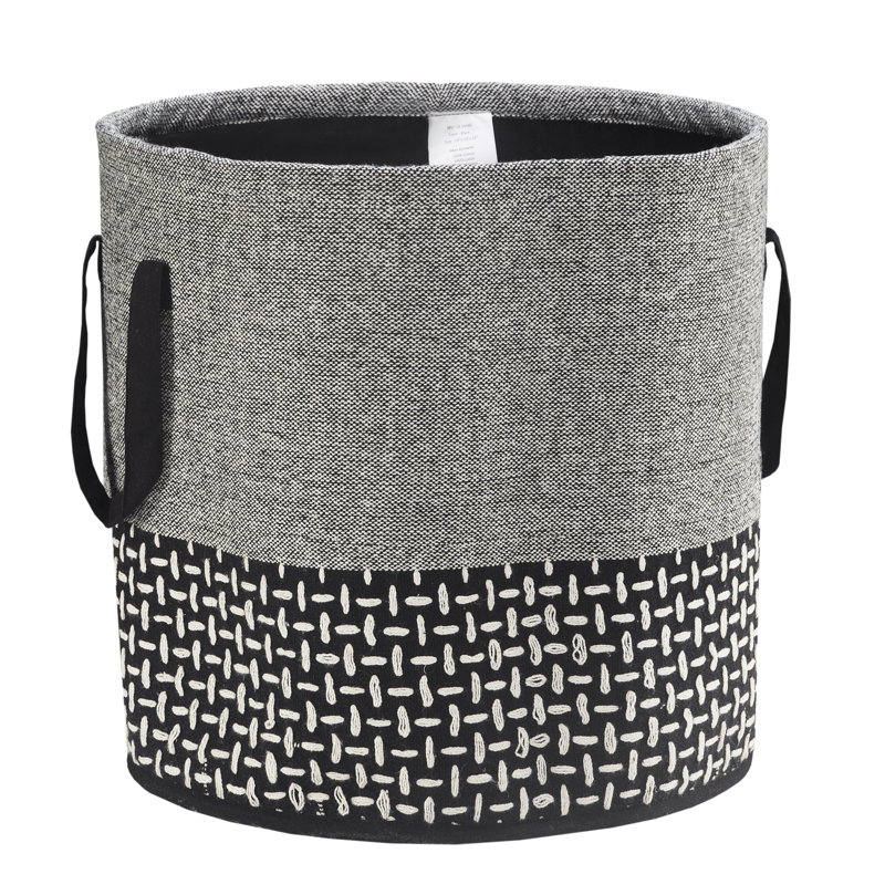 Modern Monochromatic Round Fabric Storage Basket with Handles