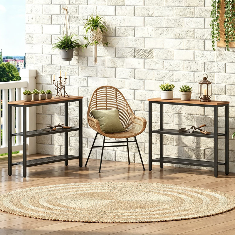 Console étroite, ensemble de 2 tables basses à 3 niveaux avec tablettes pour le vestibule, derrière le canapé, le couloir ou le salon, conception peu encombrante