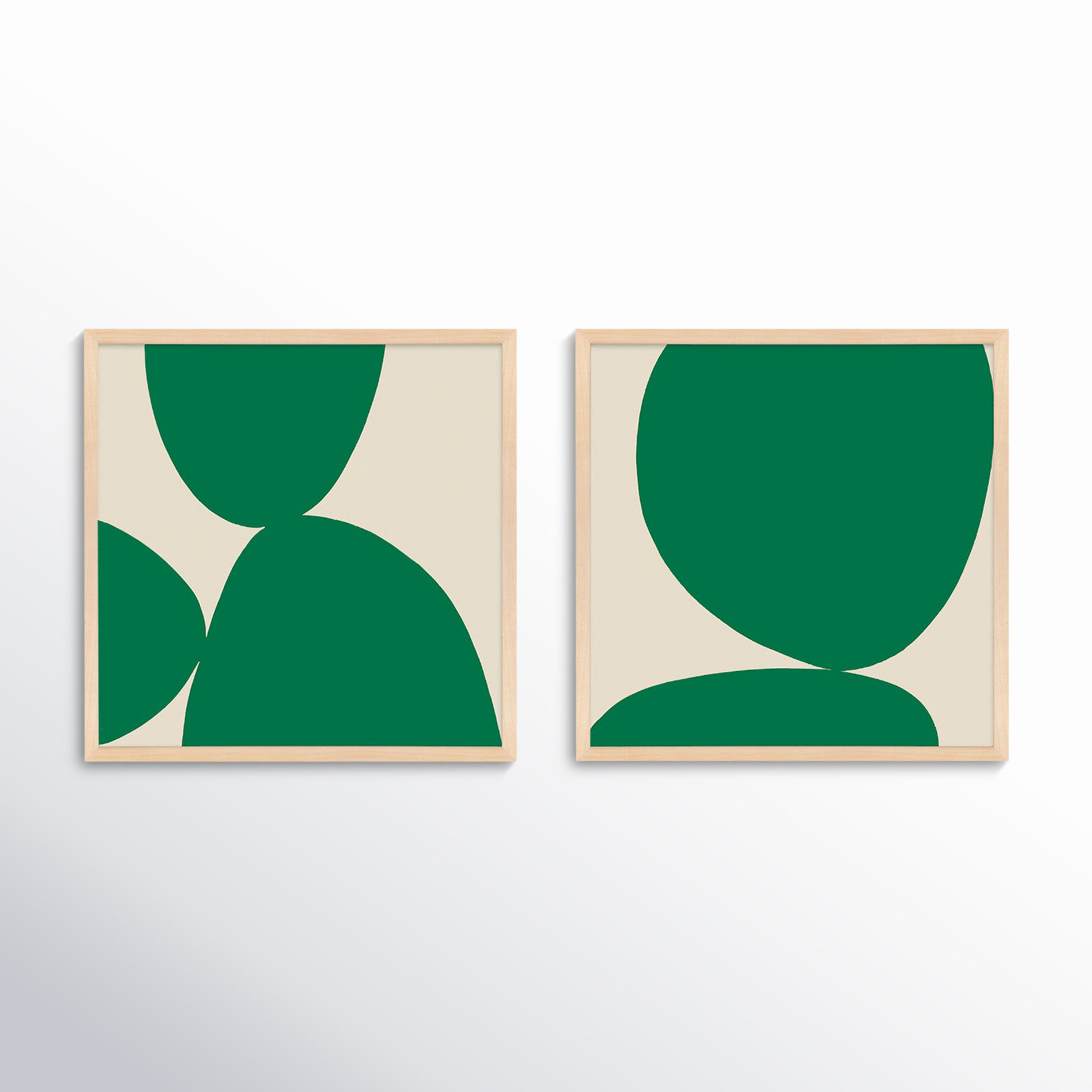 Green Ink. Set Of 2 by Lee Lessem, 16" H x 16" W x 1.25" D, Maple Framed