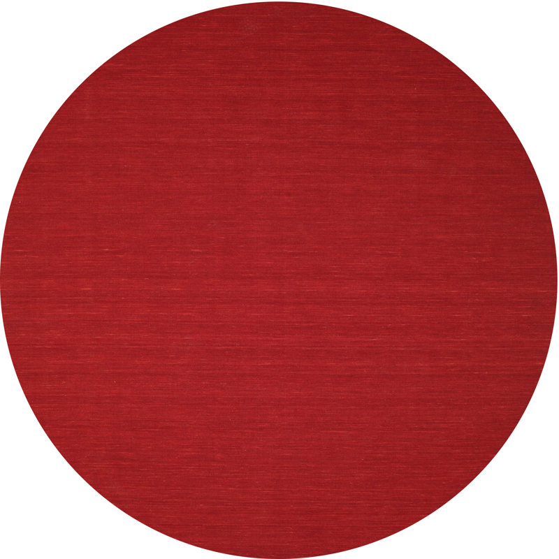 Tapis de zone rouge contemporaine, Rond 6 pi x 6 pi