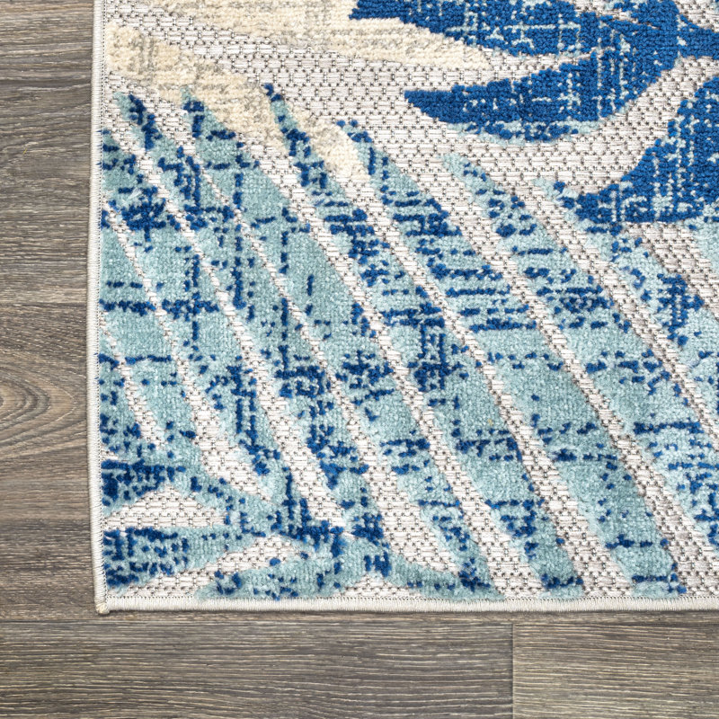 Mandalay Tropics Palm Leaves Indoor/Outdoor Rug, Rectangle 7'9" x 10'