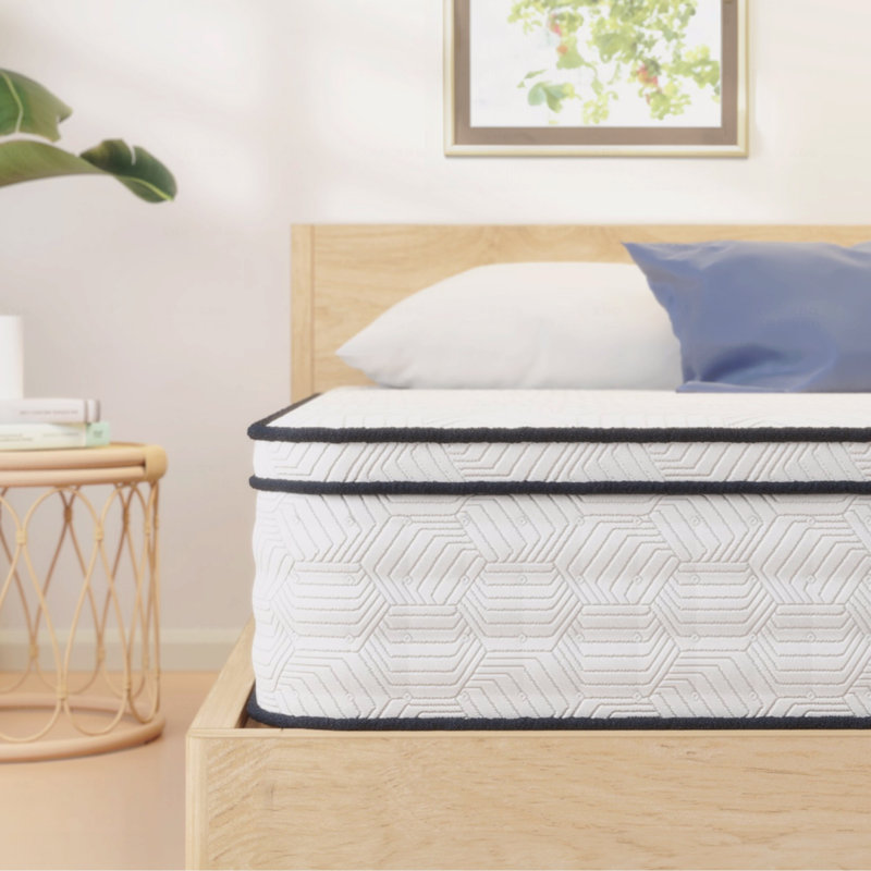 Matelas hybride, ressorts ensachés et mousse à mémoire de forme, support ferme moyen, sans fibre de verre, soulagement de la pression pour les maux de dos et un meilleur sommeil