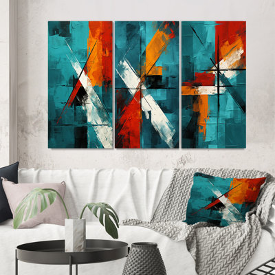" Impossible Logic Of Love Abstract In Teal " 3 - Pieces