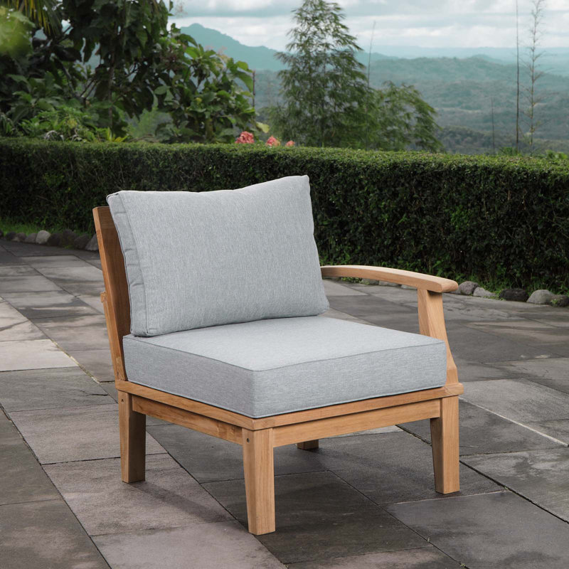 Modway Pier Outdoor Patio Teak Right-Facing Sofa, Gray