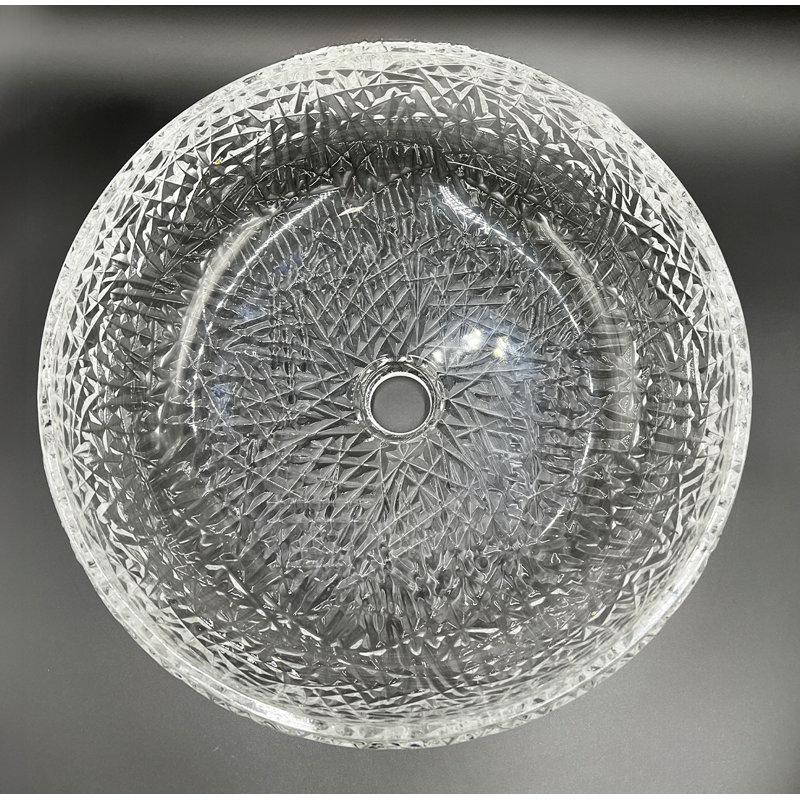 Moonshell 17" Clear Tempered Glass Circular Vessel Sink