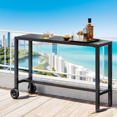 Table de bar rectangulaire en fer résistant aux intempéries de 55 po Kolleaski