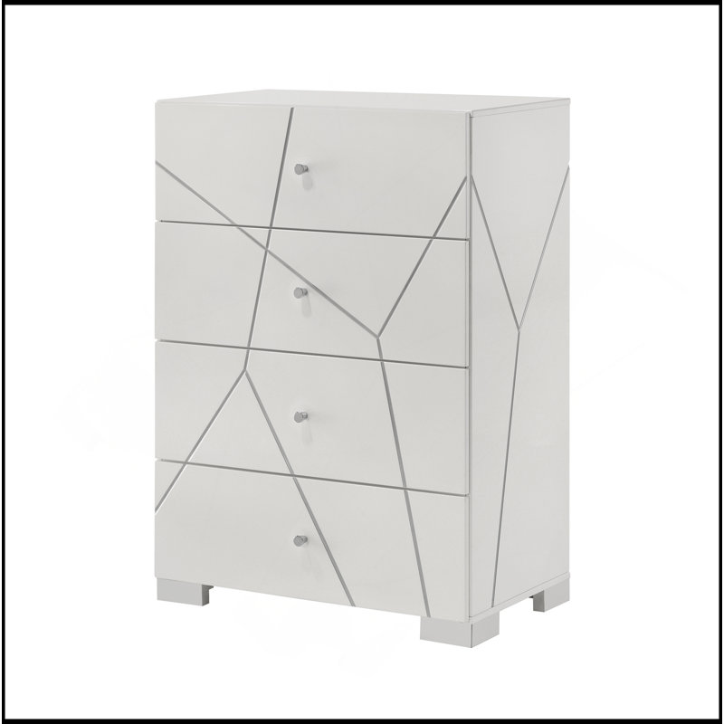 Commode en bois à 1 tiroir à accents géométriques contemporains audacieux 1Pc