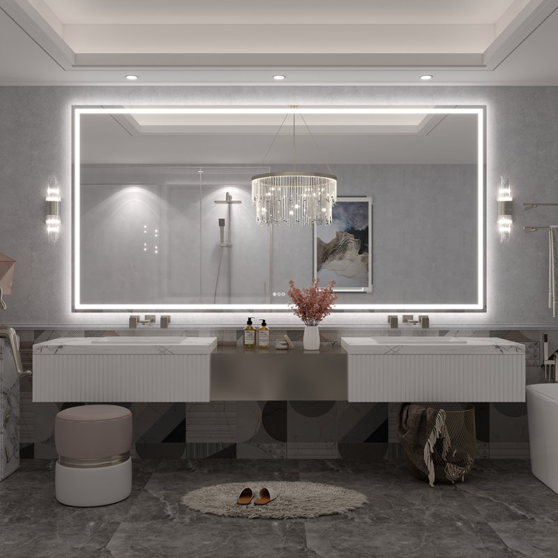 Miroir de salle de bain mural Molly, 96 po x 48 po, Transparent