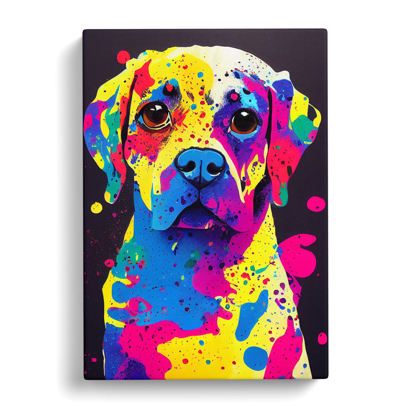 XC1022-1842X Dog Paint Splash No.7 - Wrapped Canvas Print, 50cm H x 35cm W x 3cm D