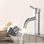 Robinet de lavabo de salle de bain - Moderne, nickel brossé, 1 trou, jet d'eau douce à finition simple-122075526
