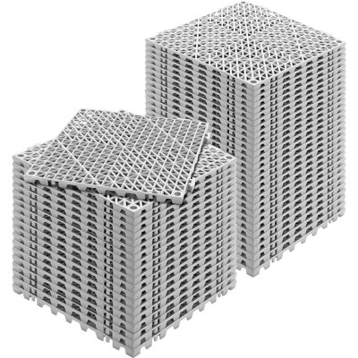 Interlocking Tile 50PCS Gray, Drainage Tiles 12" X 12" Splicing, PVC Interlocking Drainage Floor Tiles, Non-Slip Drainage Holes For Restroom, Bathroom, Kitchen, Pool, Wet Areas
