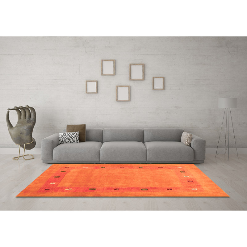 Tapis orange / brun Montaysia, Carré 3 pi