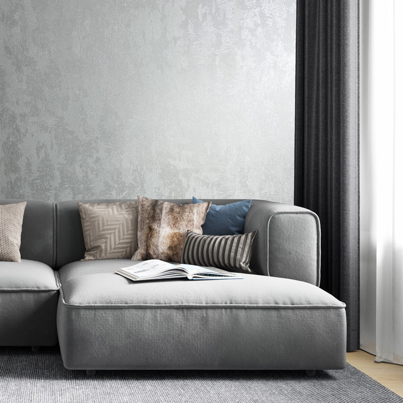 Kavalier Abstract Structure Texture 10.05M X 53Cm Metallic Wallpaper Roll, Silver