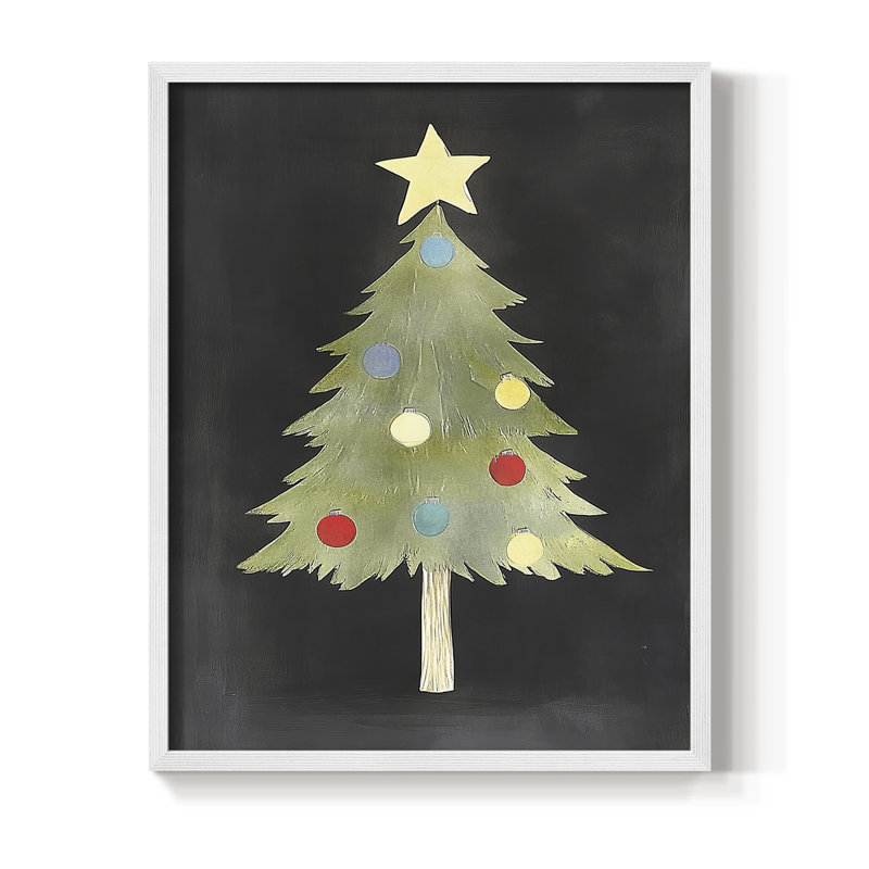 «Christmas Holiday Art IV», reproduction encadrée - bois massif, 21" H x 17" W, Blanc