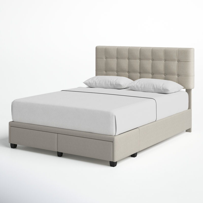 Aidian Upholstered Platform Storage Bed, Beige