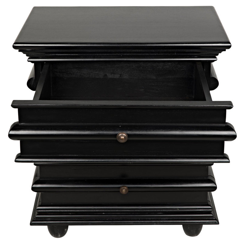 Ascona Solid Wood End Table, Hand Rubbed Black