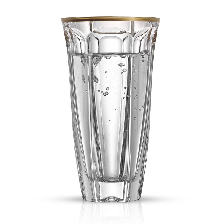 JoyJolt Windsor Tall Glass Water Tumblers with Gold Rim