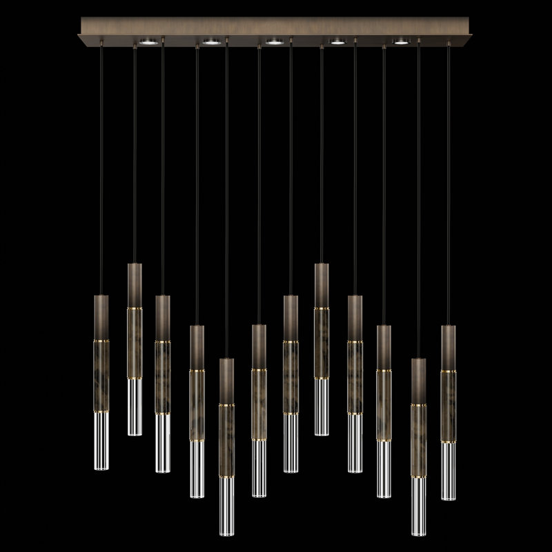 Luminaire suspendu l 61 po Antonia, Bronze ombré doux / laiton