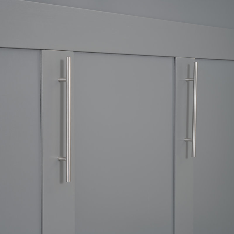 Lit escamotable double avec rangement et éclairage à DEL, Lit double, Gris