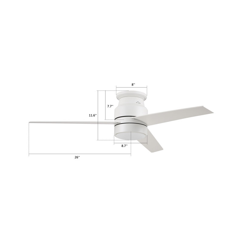 Ventilateur de plafond à DEL 52 po à 3 pales avec commande murale et ensemble d'éclairage inclus , Blanc