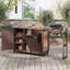 Îlot de cuisine 78,3 po avec plateau en acier inoxydable - Table de préparation pliante pour barbecue et rangement pour poubelle - Chariot de barbecue sur roulettes 100% bois massif - Noir-558034739