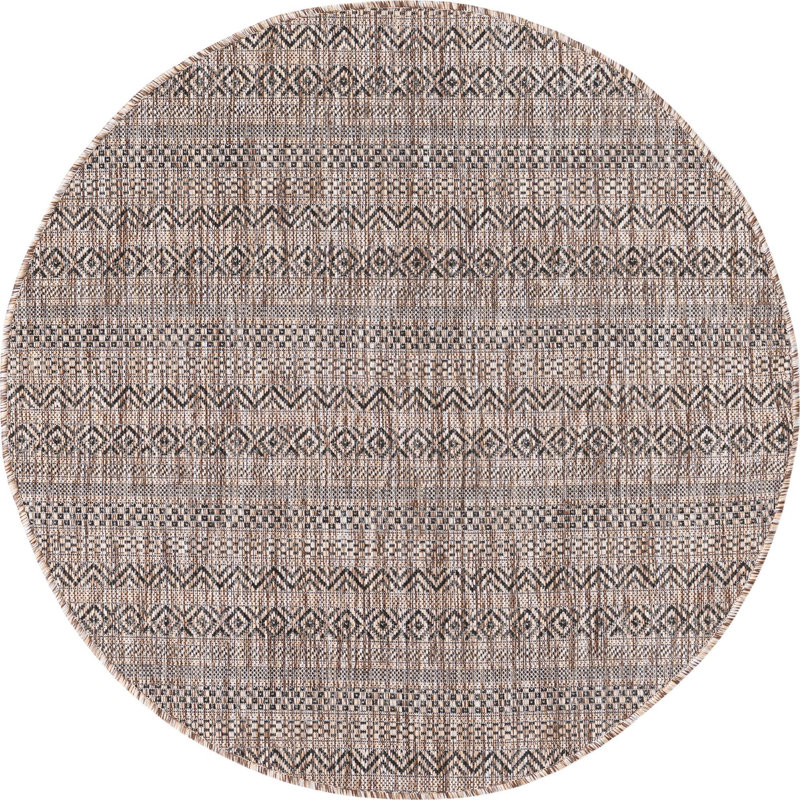 Hewitt Striped Indoor / Outdoor Rug, Round 4'1"