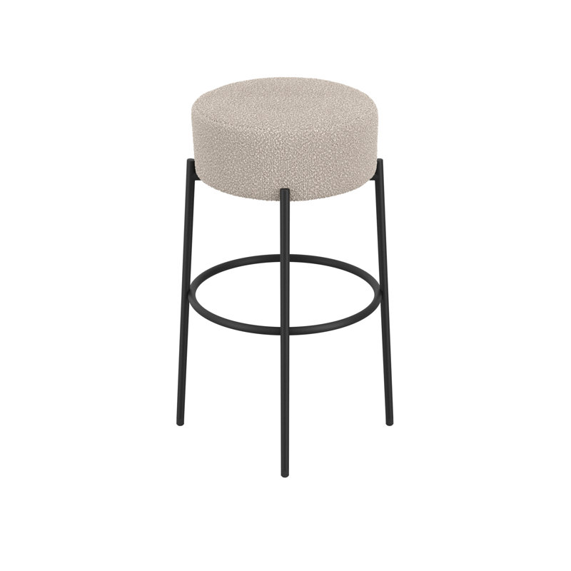 LPD Home Upholstered Counter Stool with Metal Frame, Buff