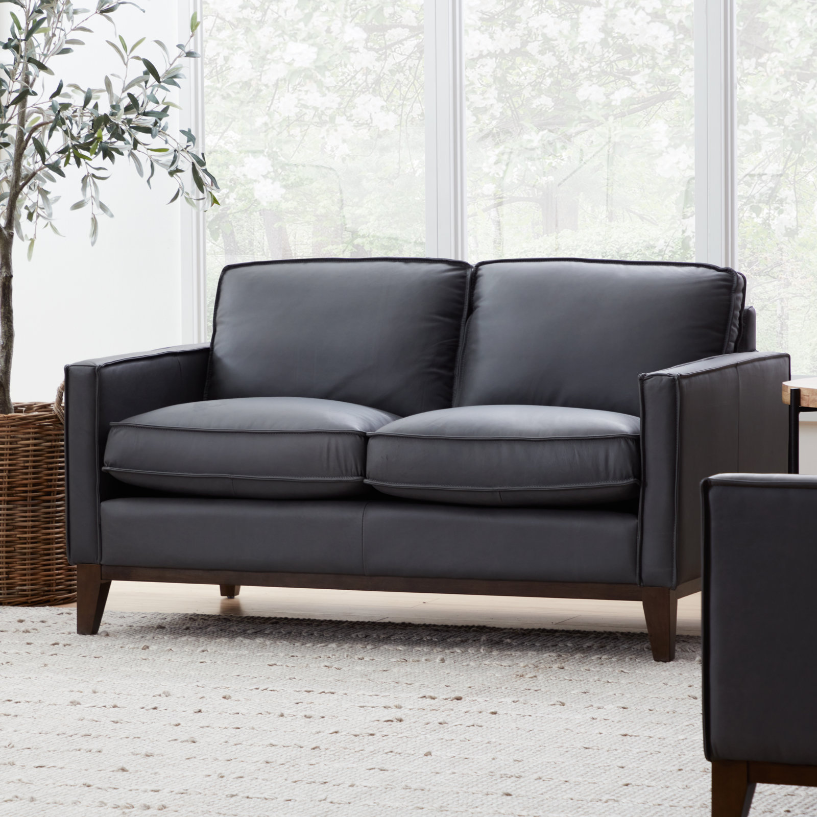 Cascades 59'' Upholstered Loveseat, Gravel Genuine Leather