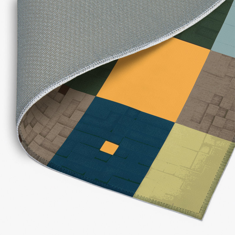 Green Grids Indoor And Outdoor Area Rug, Rectangle 4' x 6'
