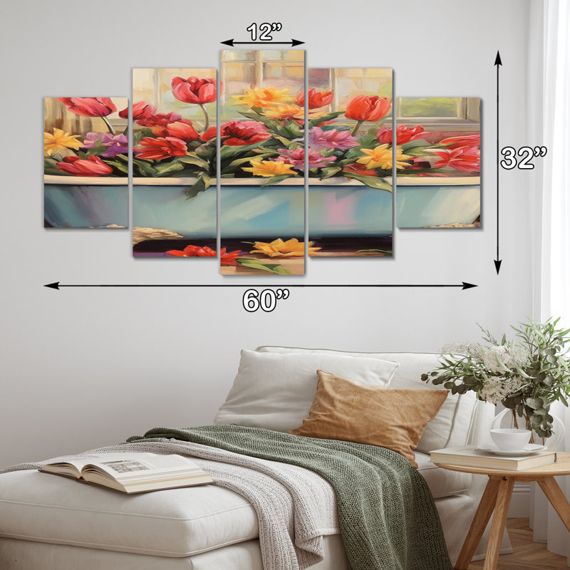 Lexington - impression d'art mural tulipe - 5 panneaux