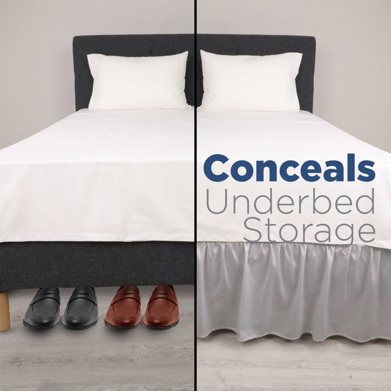 Martex Bed Skirt Easy Fit Lightweight 100% Microfiber Dust Hotel Quality, Light Gray, Twin Ruffled