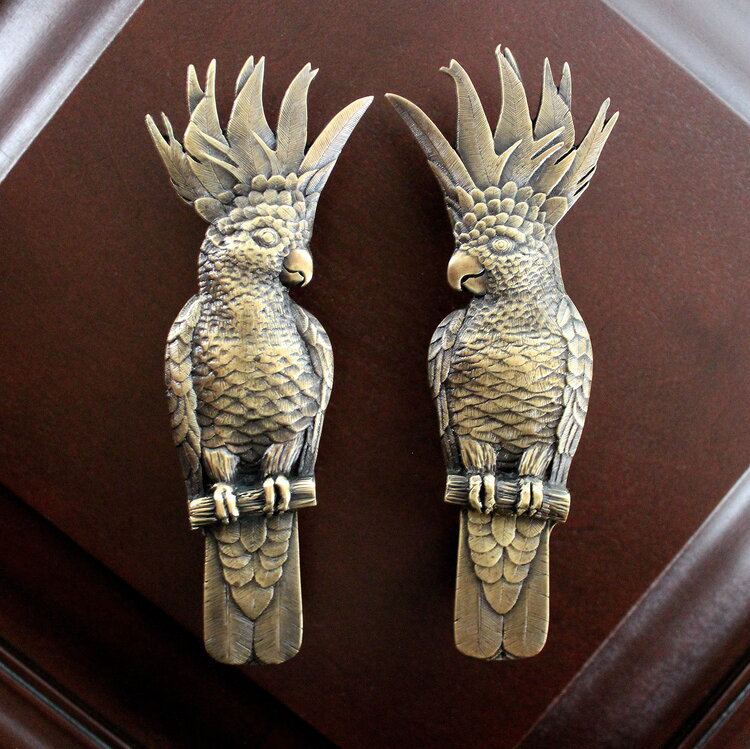 Tropical Novelty Pull, Antique Brass, Right