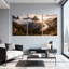 Ensemble de 3 impressions sur toile, paysage de montagne avec nuages et rivière-504476600
