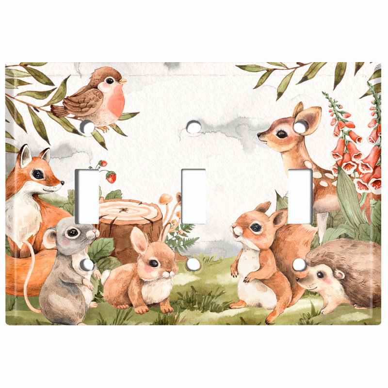 Animals 3 - Gang Toggle Light Switch Standard Wall Plate
