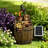 Solar Water Fountain Outdoor Rustic Pump And Barrel,4 Tiered Cascading Bowl Solar Powered Water Fall Fountains Outside Feature With Led Lights For Garden, Patio, Porch, Backyard Decor