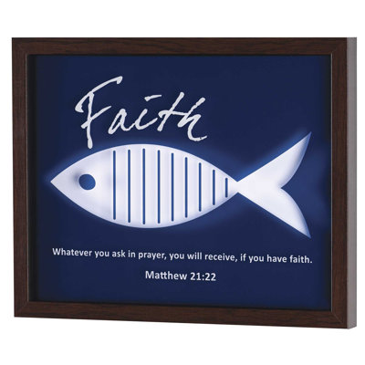 Art mural encadré, bleu marine, poisson Faith