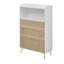 Armoire de rangement à trois tiroirs pouvant être utilisée dans la salle à manger, la cuisine ou la chambre à coucher. Cadre en bois massif blanc