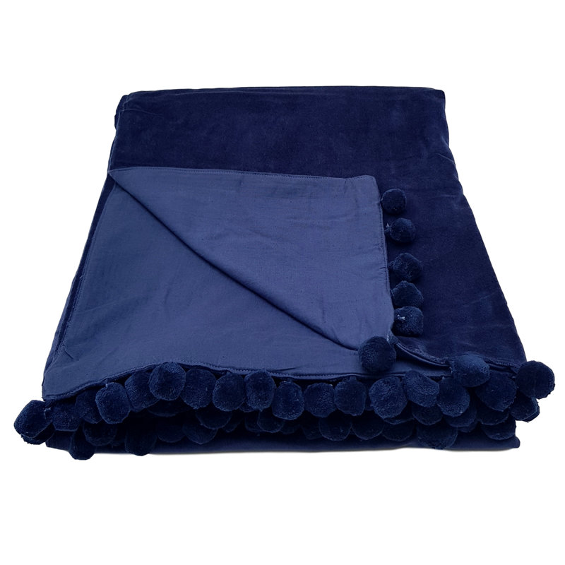 Reith Hand Woven Throw Blanket, Navy