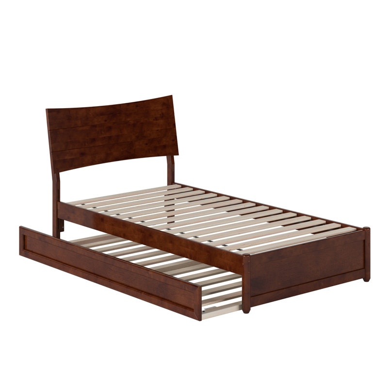 Harlowe Wood Platform Bed with Trundle, Walnut, Twin