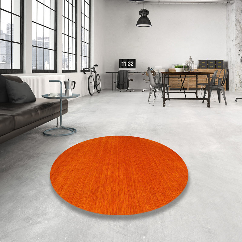 Tapis contemporain rouge, Rond 6 pi x 6 pi