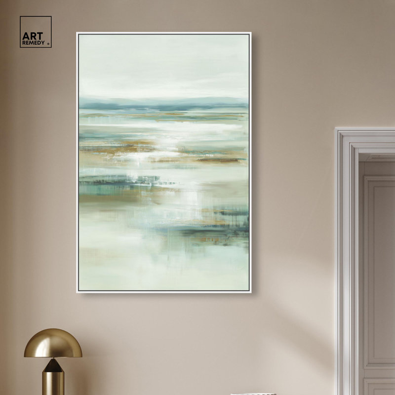 Décoration murale de salle de bain Coastal Mist par Art Remedy, cadre blanc, 30 x 45, H 46 po x l 31 po, Cadre blanc
