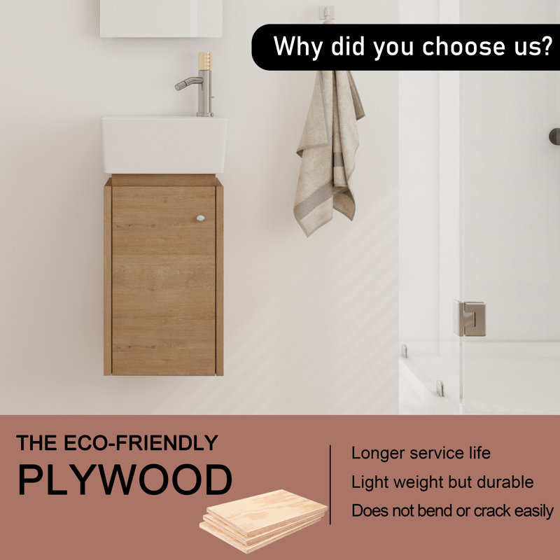 Meuble-lavabo simple avec plateau 12,34 po Lashonne, Chêne