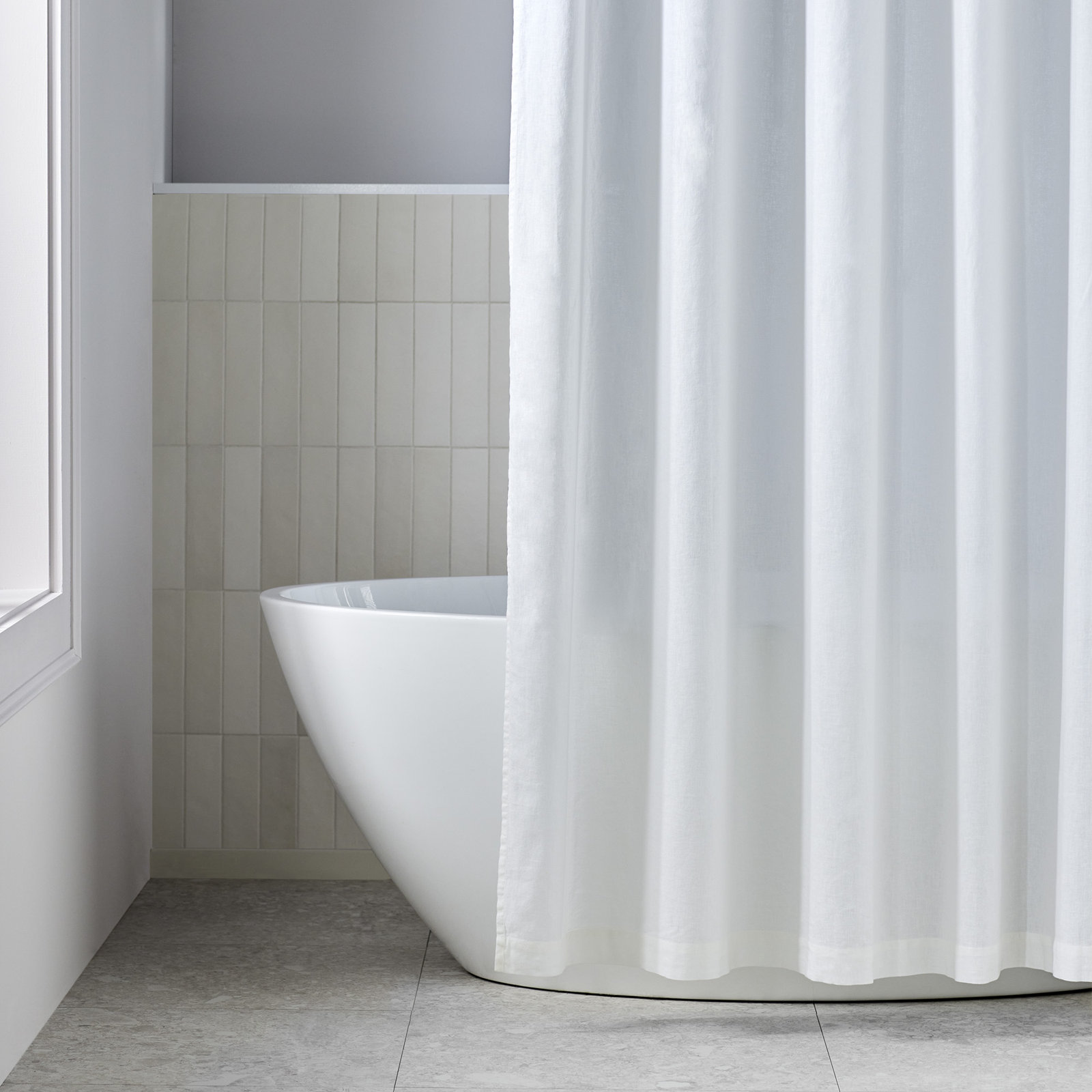Jeffen Linen Blend Shower Curtain, White