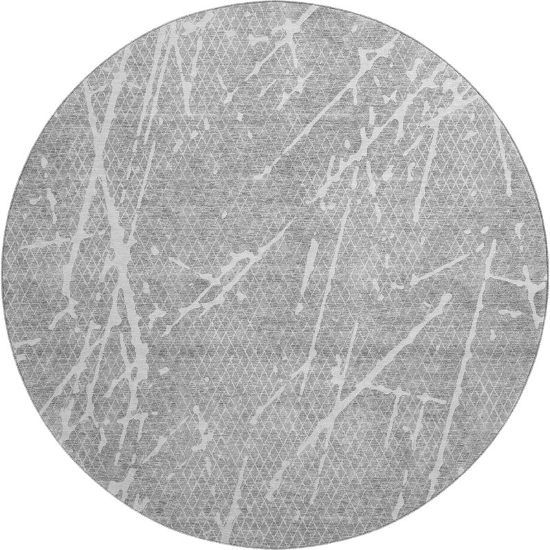 Premium Machine Washable Cerrito Gray Rug, Round 8'