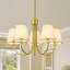 Lustre moderne doré à 5 lumières avec abat-jour en tissu, luminaire de plafond réglable pour salle à manger, luminaire suspendu à intensité variable pour îlot de cuisine-1476395337