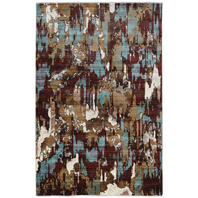 Crittenden Modern Abstract Jewel Tone Multicolor Area Rug with Short Fringe