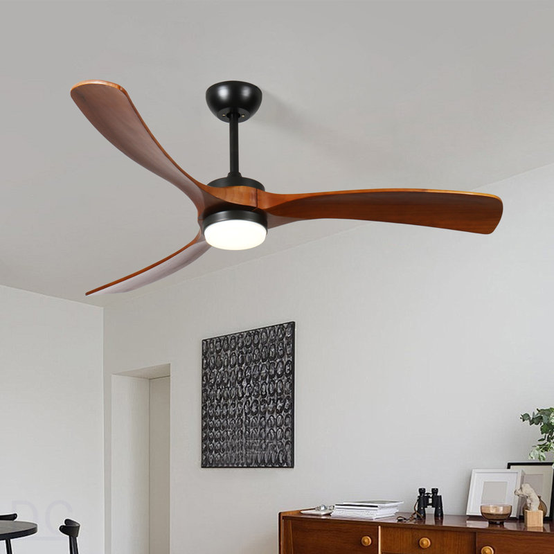 60-Inch 3-Blade Solid Wood Ceiling Fan Light