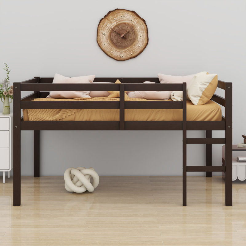 Lit mezzanine en bois avec échelle, Espresso