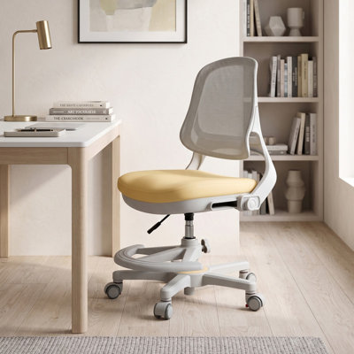 Chaise d'étude ergonomique pour enfants avec dossier en maille, hauteur réglable et repose-pieds, 3 à 12 ans