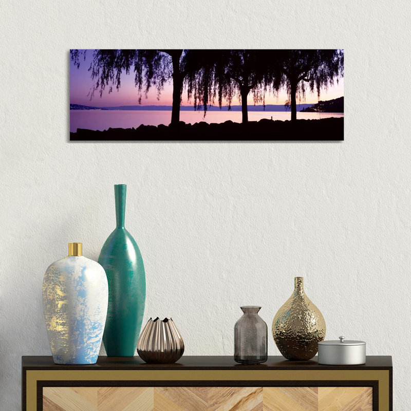 Weeping Willows, Lake Geneva, St Saphorin, Switzerland - Wrapped Canvas Panoramic Print, 30.48 cm H x 91.44 cm W x 1.91 cm D